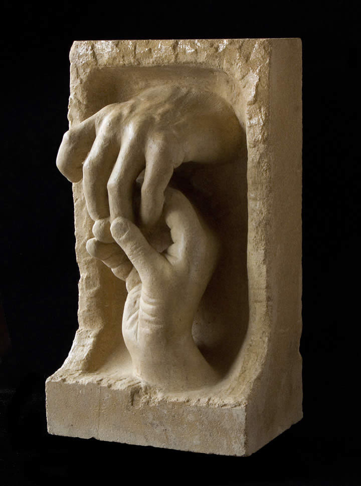 Lincoln Limestone touching hands